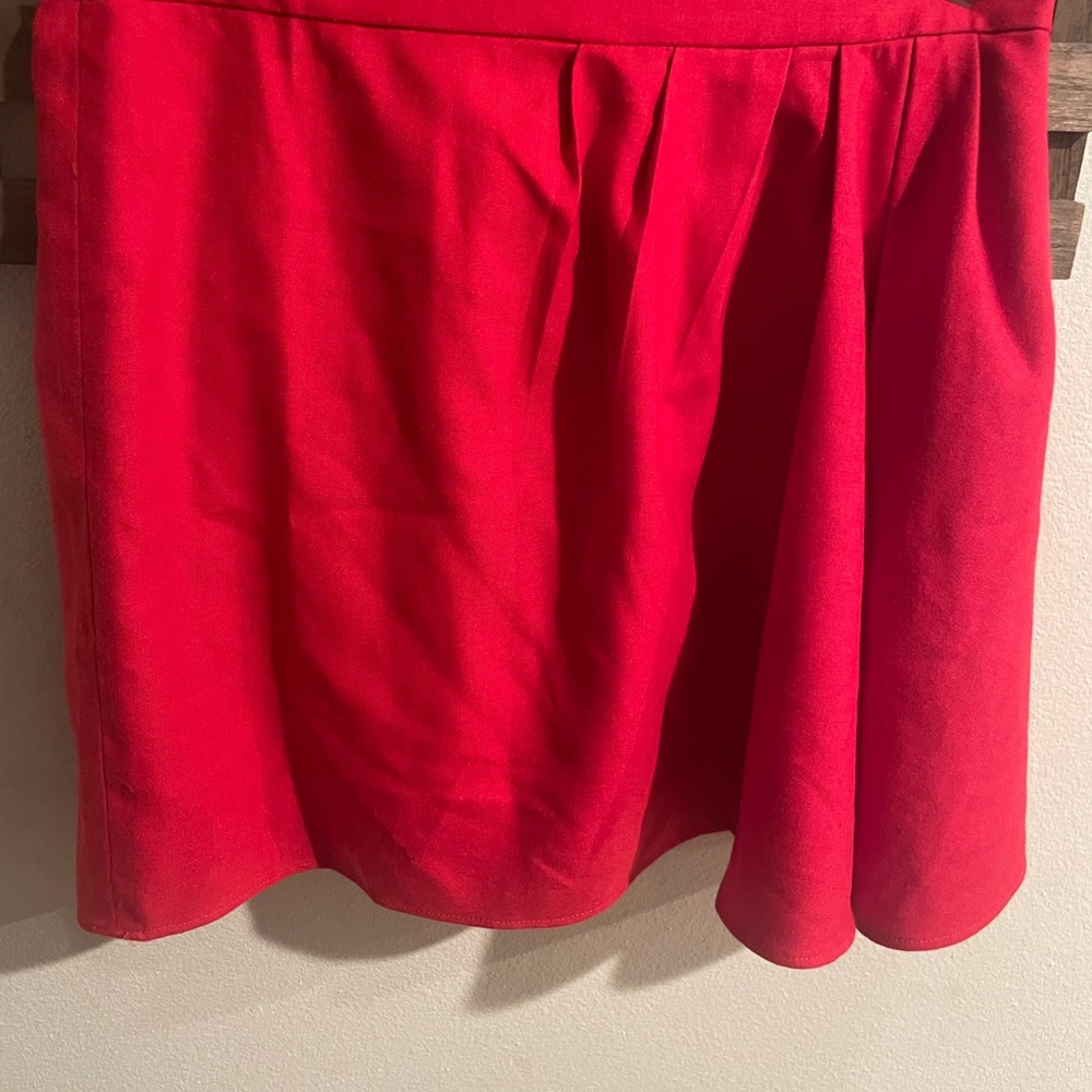 J. Crew Bright Red Mini Skirt Wool Blend Size 0
